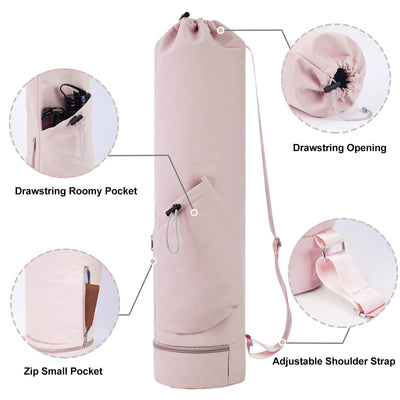 Yoga mat bag with water bottle pocket and bottom wet bag. Sports yoga