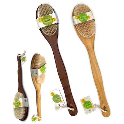 Bath Body Brush With Long Bamboo Handle