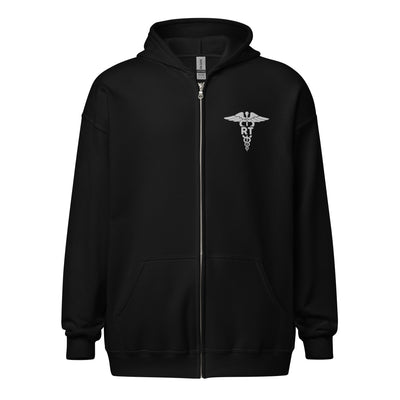 RT Caduceus Embroidered Zip-Up Hoodie – Respiratory Therapist Fleece Hoodie