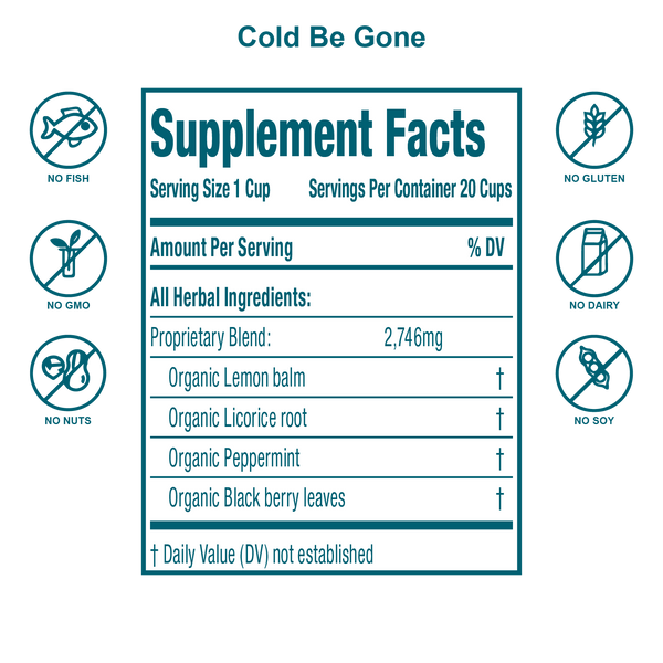 Cold Relief Tea-Cold Be Gone: 40 Servings- Immune Support Tea