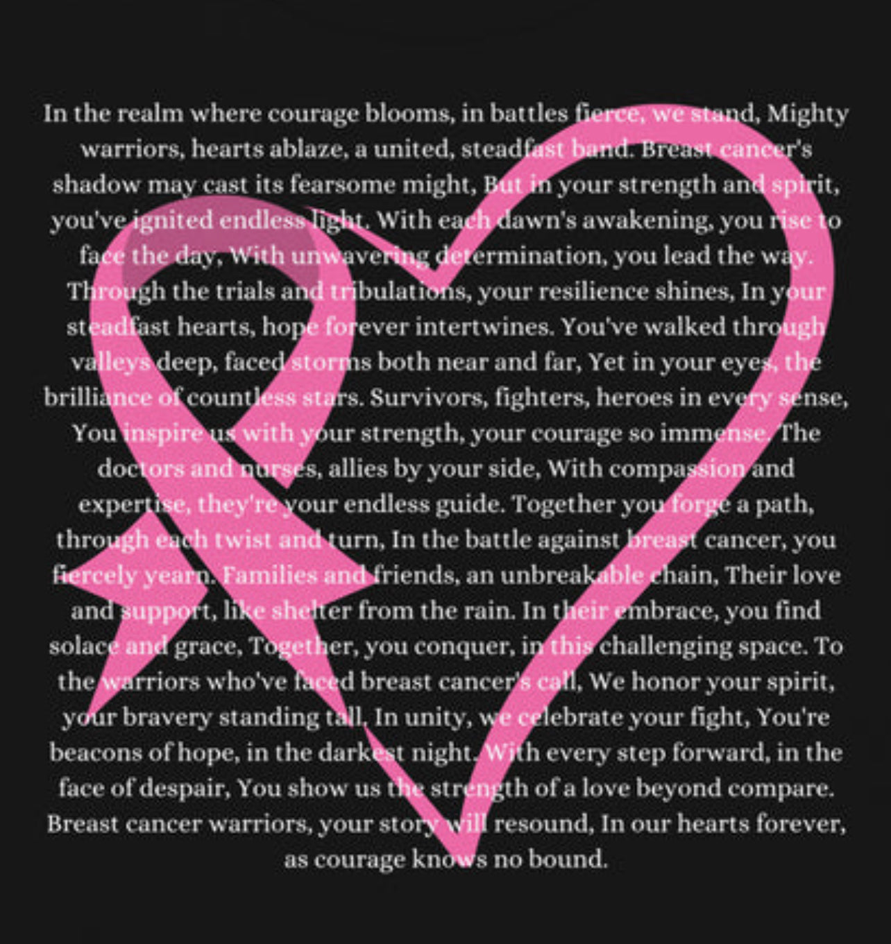 larger photo of back of sweatshirt with heart felt saying 