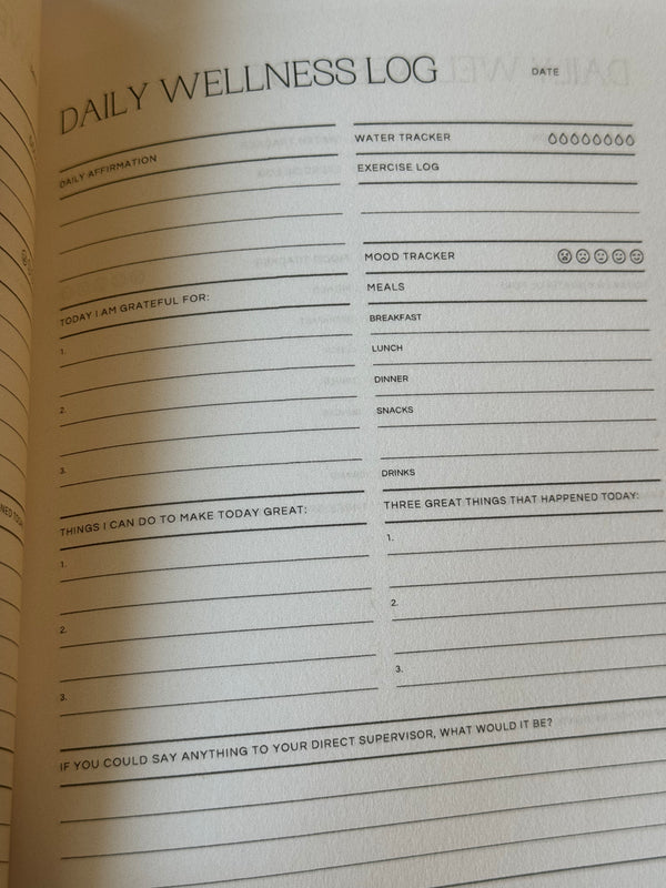 picture of the inside of the journal and lines for the customer to write in