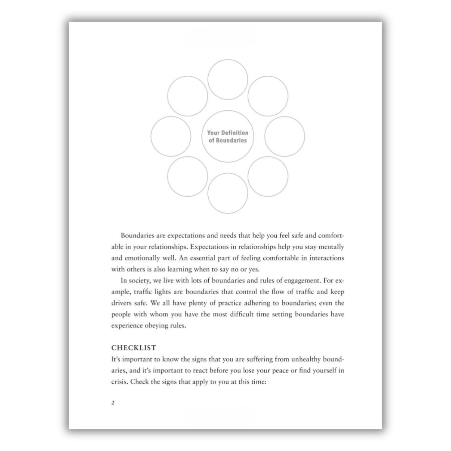 Document with text and a diagram on boundaries on a white background