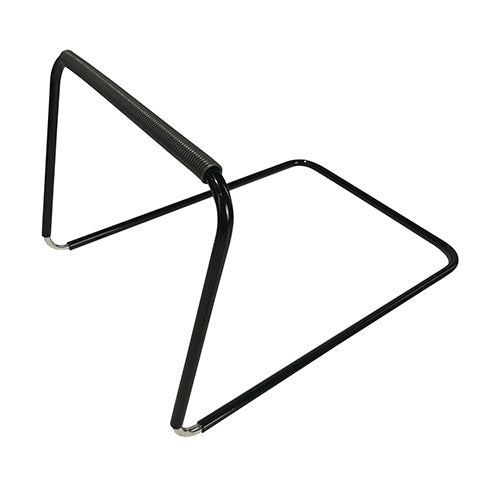 Black metal triangle stand on a white background