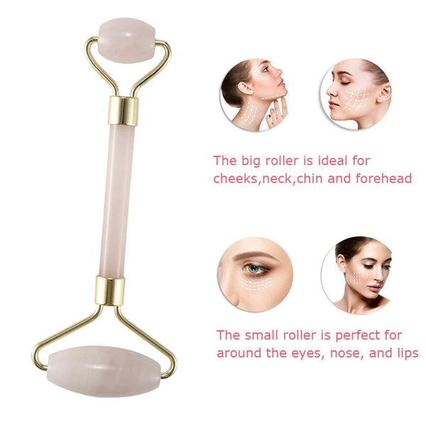 rose quartz facial massager with dual head massagers