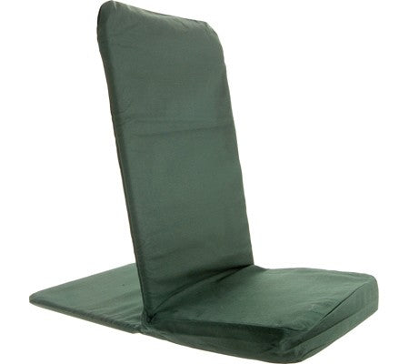 Green folding chair on a white background