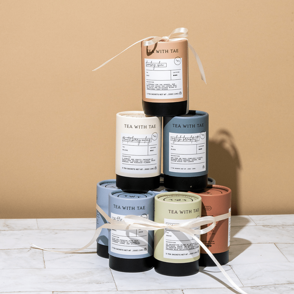 Elegant tea gift box with festive packaging, perfect for Christmas or holiday gifting for nurses and caregivers