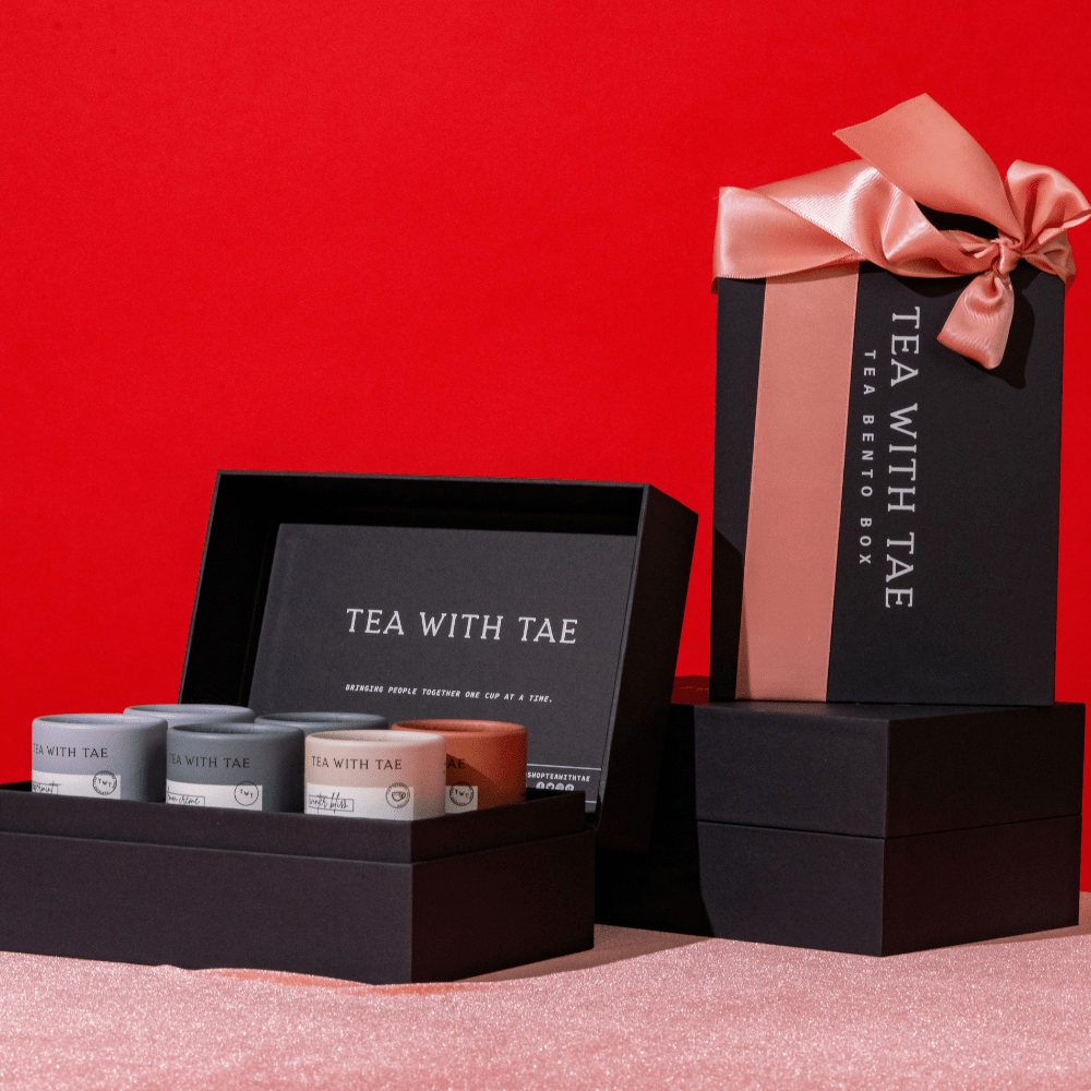 Holiday Tea Bento Box with six premium tea varieties in Japanese-inspired bento-style packaging