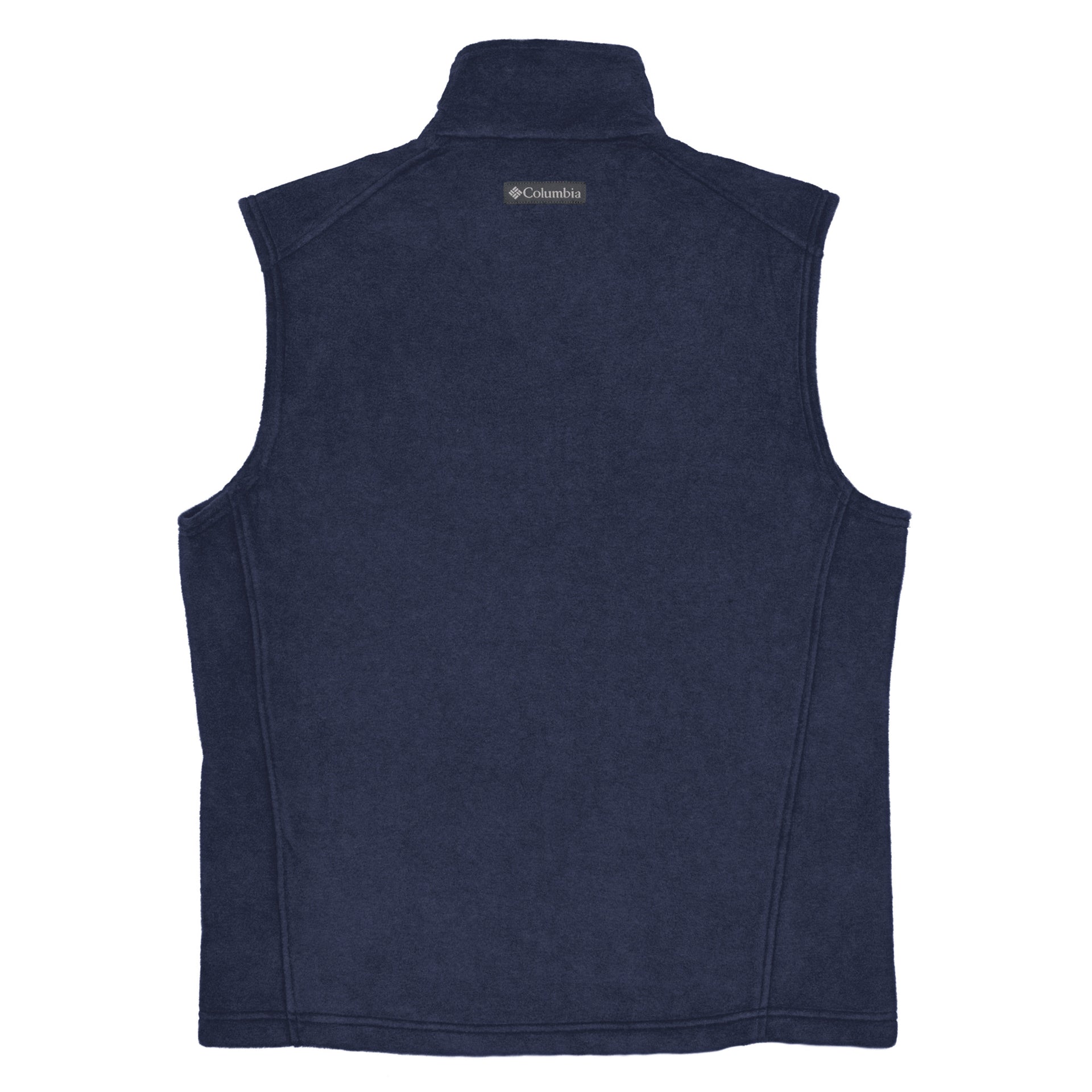 back of navy blue fleece columbia vest with caduceus and RN credentials
