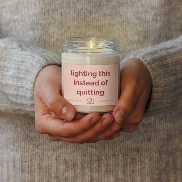 lighting this instead of quitting candle being held in someone's hands Product mockup
