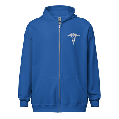 RT Caduceus Embroidered Zip-Up Hoodie – Respiratory Therapist Fleece Hoodie