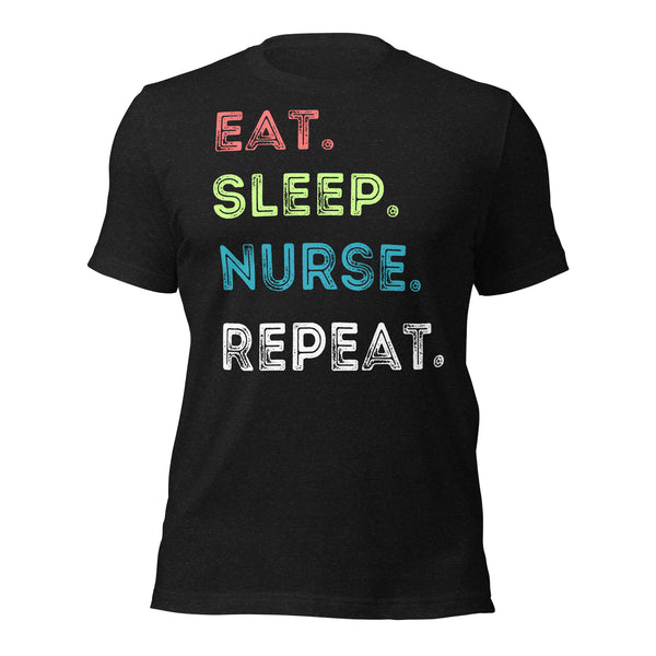 Product mockup black eat sleep nurse repeat t-shirt
