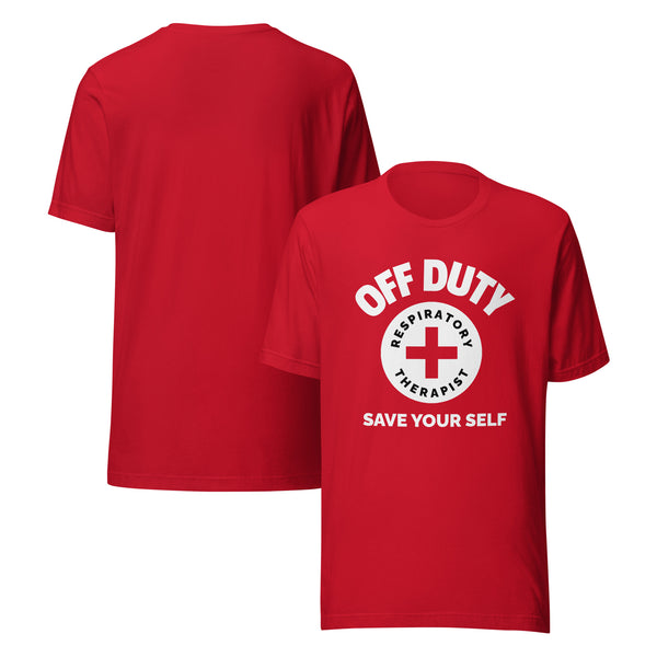 red off duty rt save yourself t-shirt